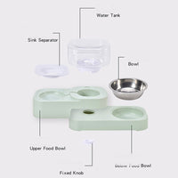 HKM-0066749 Rotating Double Bowl Pet Drinking Station for Cats and Dogs