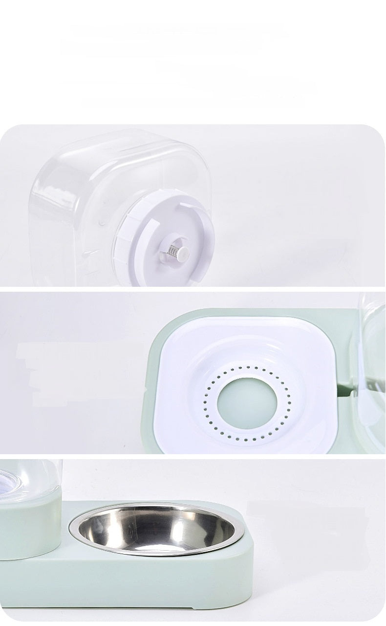 HKM-0066749 Rotating Double Bowl Pet Drinking Station for Cats and Dogs