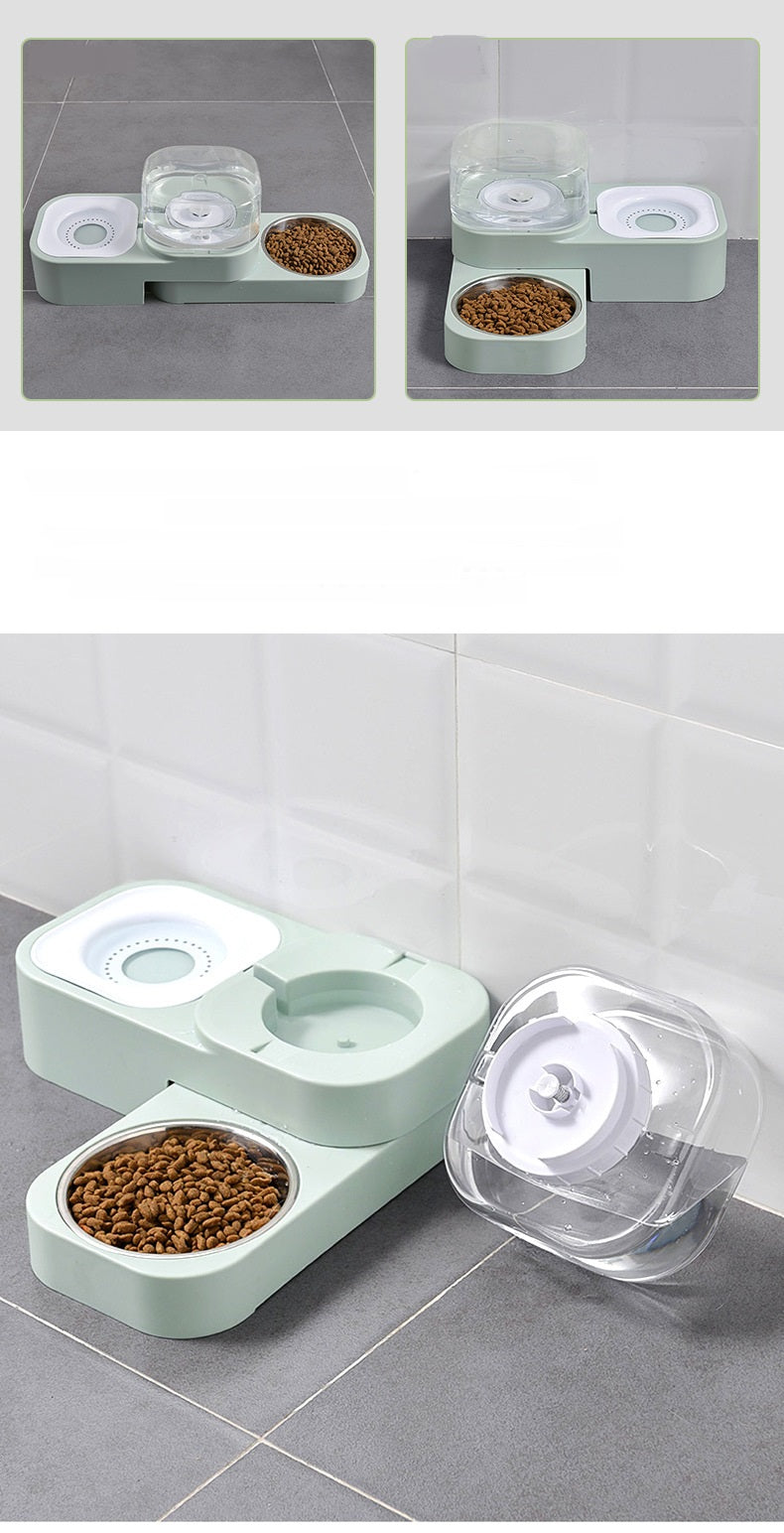 HKM-0066749 Rotating Double Bowl Pet Drinking Station for Cats and Dogs