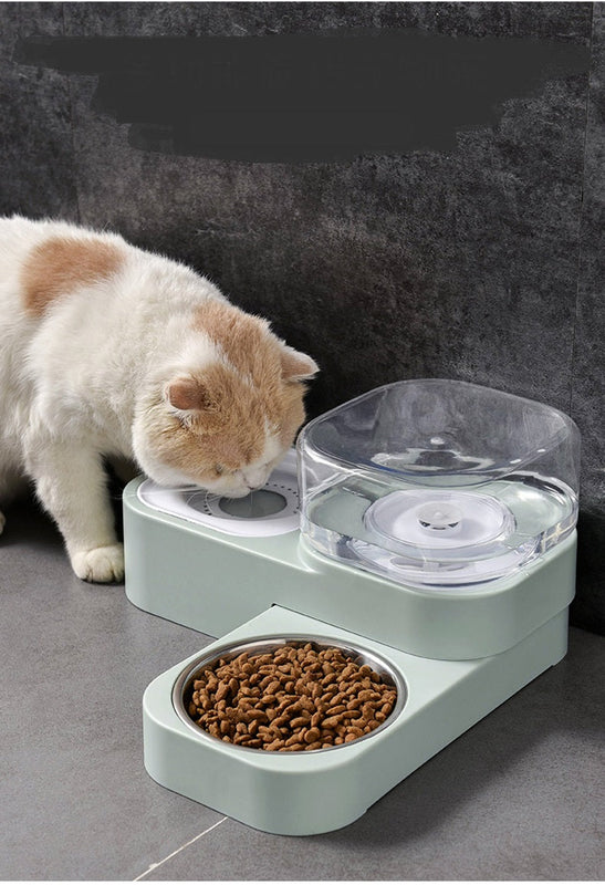 HKM-0066749 Rotating Double Bowl Pet Drinking Station for Cats and Dogs