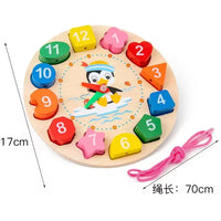 HKM-006675 Montessori Wooden Animal Math Clock and Musical Instrument Educational Toy Set for Kids