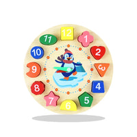 HKM-006675 Montessori Wooden Animal Math Clock and Musical Instrument Educational Toy Set for Kids