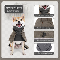 HKM-0067133 Warm Khaki Plaid Dog Suit Cloak Vest - Cold-proof Dog Clothing for All Sizes