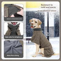 HKM-0067133 Warm Khaki Plaid Dog Suit Cloak Vest - Cold-proof Dog Clothing for All Sizes