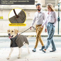 HKM-0067133 Warm Khaki Plaid Dog Suit Cloak Vest - Cold-proof Dog Clothing for All Sizes