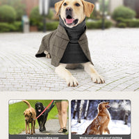 HKM-0067133 Warm Khaki Plaid Dog Suit Cloak Vest - Cold-proof Dog Clothing for All Sizes