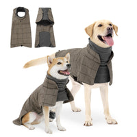 HKM-0067133 Warm Khaki Plaid Dog Suit Cloak Vest - Cold-proof Dog Clothing for All Sizes