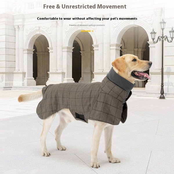 HKM-0067133 Warm Khaki Plaid Dog Suit Cloak Vest - Cold-proof Dog Clothing for All Sizes