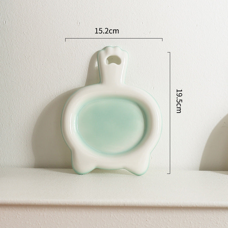 HKM-0068029 Ceramic Cat Bowl - Shallow Pet Plate for Food and Snacks