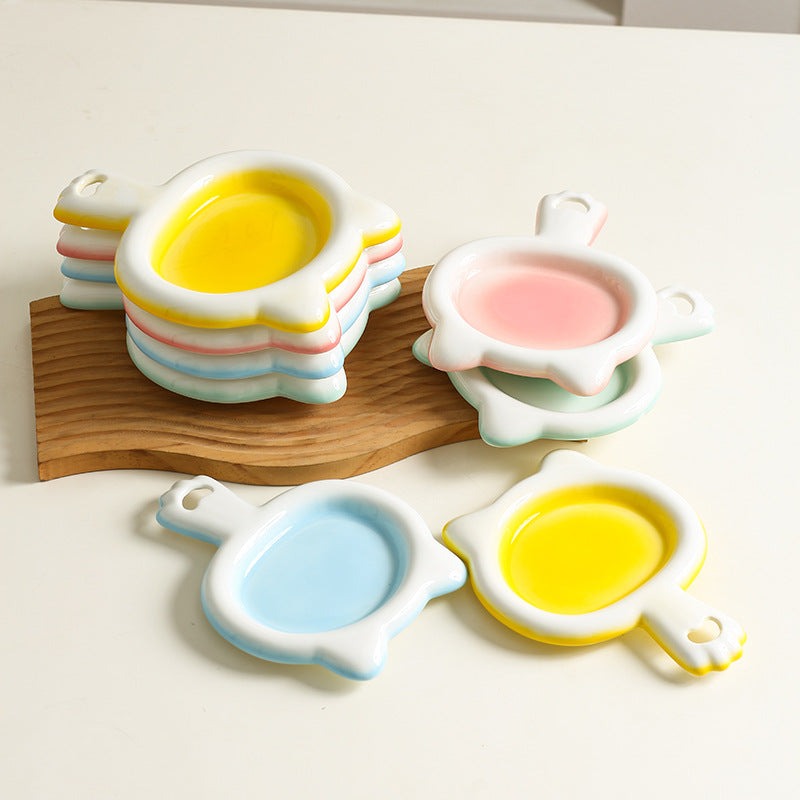 HKM-0068029 Ceramic Cat Bowl - Shallow Pet Plate for Food and Snacks