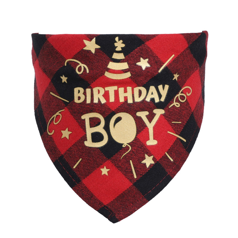 HKM-0068157 Cotton Twill Check Scarf for Pets - Birthday Party Accessory for Cats and Dogs
