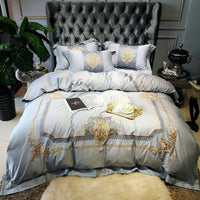 HKM-006867 Long-Staple Cotton Embroidered Quilt Cover Set in Green - 1.5/1.8/2.0m Bed Size Options