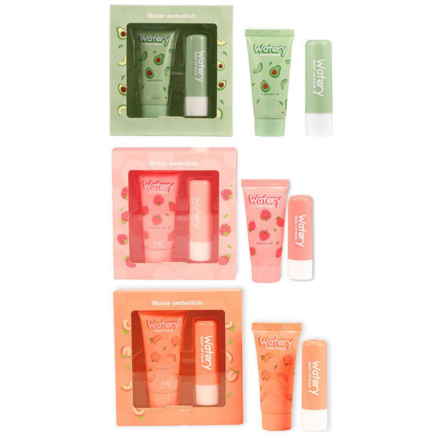 HKM-006931 Moisturizing Hand Cream and Lip Balm Set with Avocado, Strawberry, and Peach Extracts
