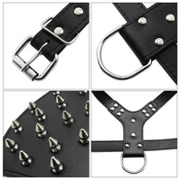HKM-0069821 Punk Style Rivet Chest Strap for Large Dogs ¨C Adjustable Leather Harness in Multiple Colors