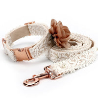 HKM-0070333 Lace Flower Design Polyester Dog and Cat Strap - Size M, All Seasons
