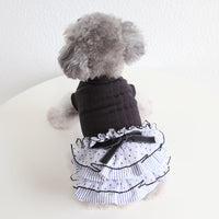 HKM-0071101 Polka Dot Lace Princess Dress for Pets in Taro Purple, Charcoal Black, and Iced Coffee
