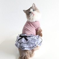HKM-0071101 Polka Dot Lace Princess Dress for Pets in Taro Purple, Charcoal Black, and Iced Coffee