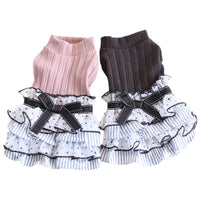 HKM-0071101 Polka Dot Lace Princess Dress for Pets in Taro Purple, Charcoal Black, and Iced Coffee