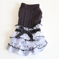 HKM-0071101 Polka Dot Lace Princess Dress for Pets in Taro Purple, Charcoal Black, and Iced Coffee