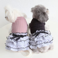 HKM-0071101 Polka Dot Lace Princess Dress for Pets in Taro Purple, Charcoal Black, and Iced Coffee
