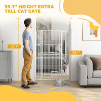 HKM-0071997 59" Extra Tall Pet Gate with Cat Door - Adjustable 30"-41" Fit for Doorways and Hallways