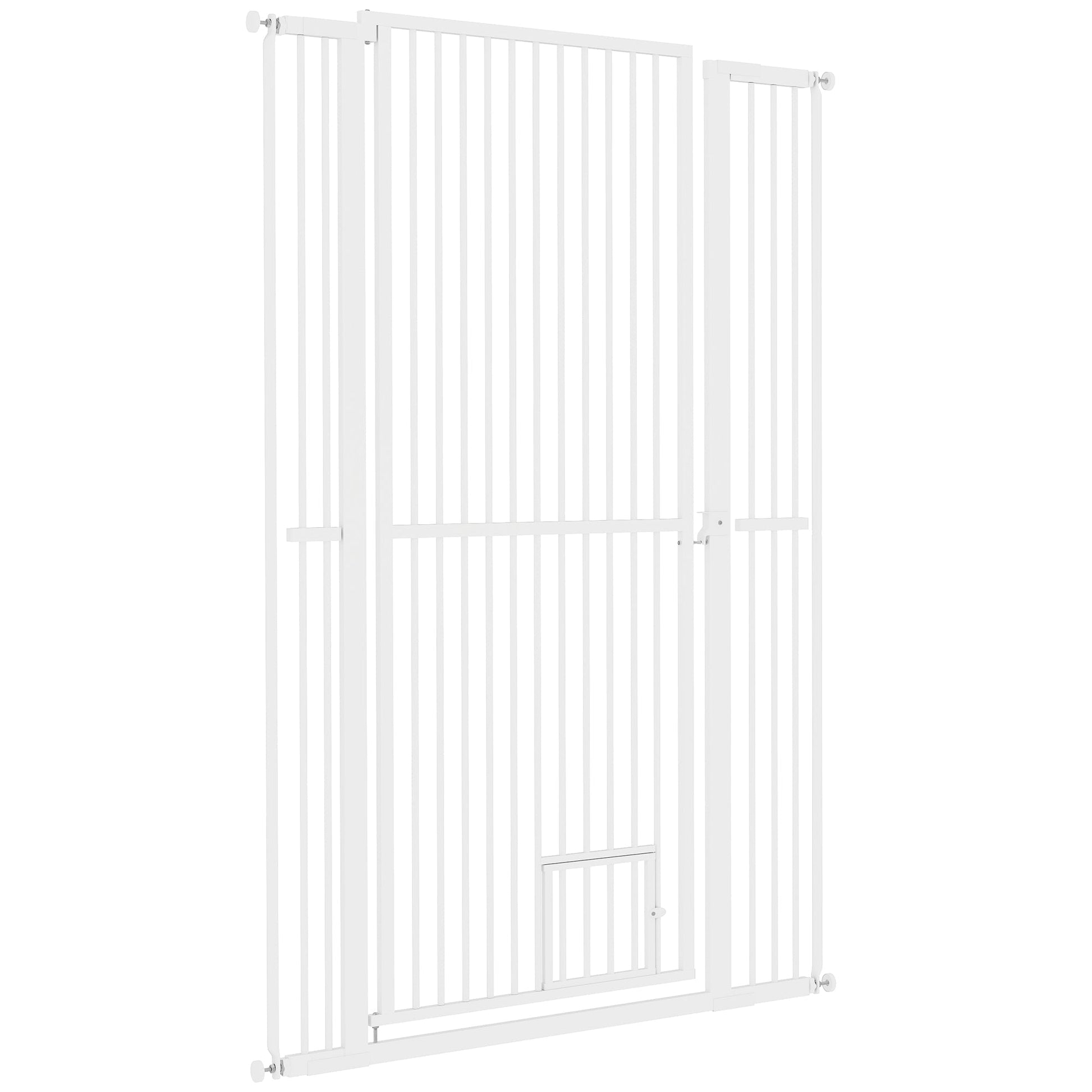 HKM-0071997 59" Extra Tall Pet Gate with Cat Door - Adjustable 30"-41" Fit for Doorways and Hallways