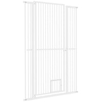 HKM-0071997 59" Extra Tall Pet Gate with Cat Door - Adjustable 30"-41" Fit for Doorways and Hallways
