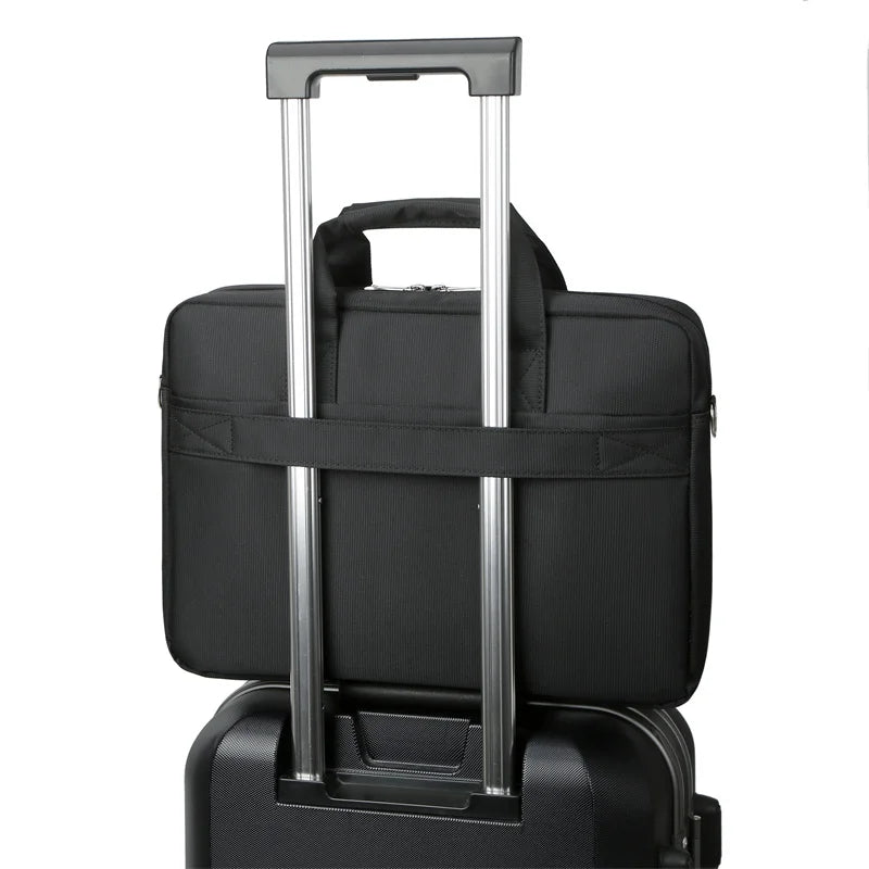HKM-007251 Large Capacity Waterproof Laptop Tote Bag for 14 Inch Computers - Portable Black Case