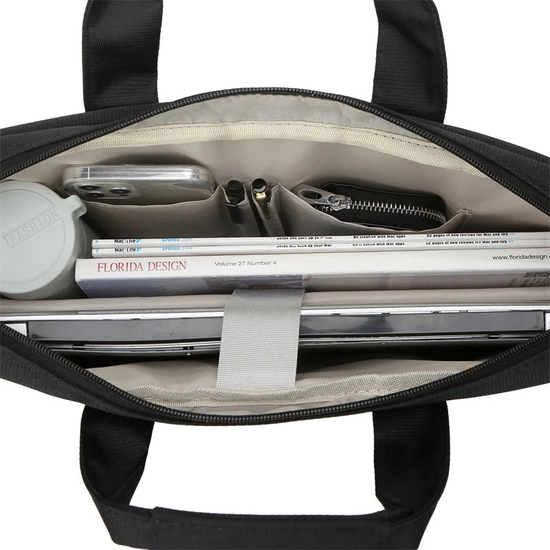 HKM-007251 Large Capacity Waterproof Laptop Tote Bag for 14 Inch Computers - Portable Black Case
