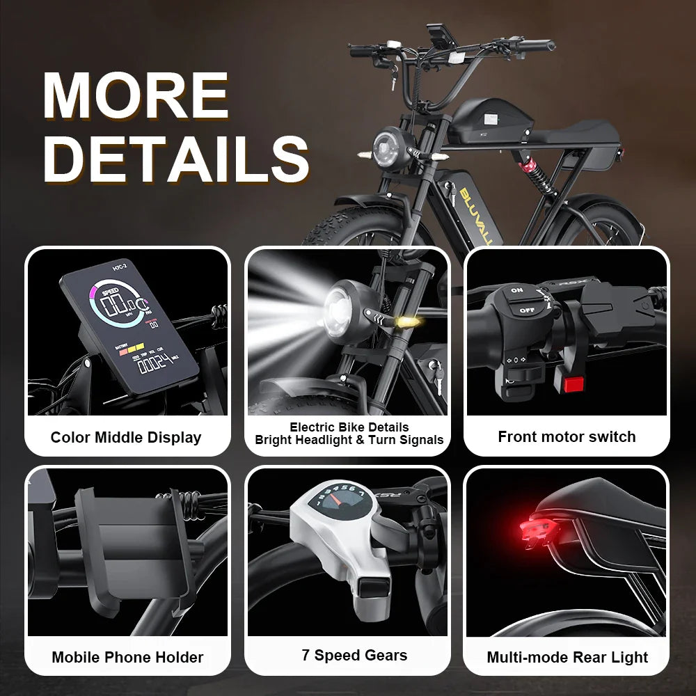 HKM-007251 Long Range 2000W 52V Dual Battery Mountain E-Bike with 20" Fat Tires and Hydraulic Disc Brakes