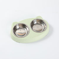 HKM-0073789 Double Pet Feeder Bowl Tray for Cats and Dogs - Plastic Food and Water Dish