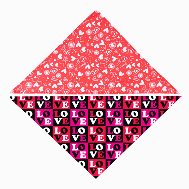 HKM-0073917 Valentine's Day Triangle Pet Scarf - Multiple Colors Available, Fits Neck Circumference 20-46CM