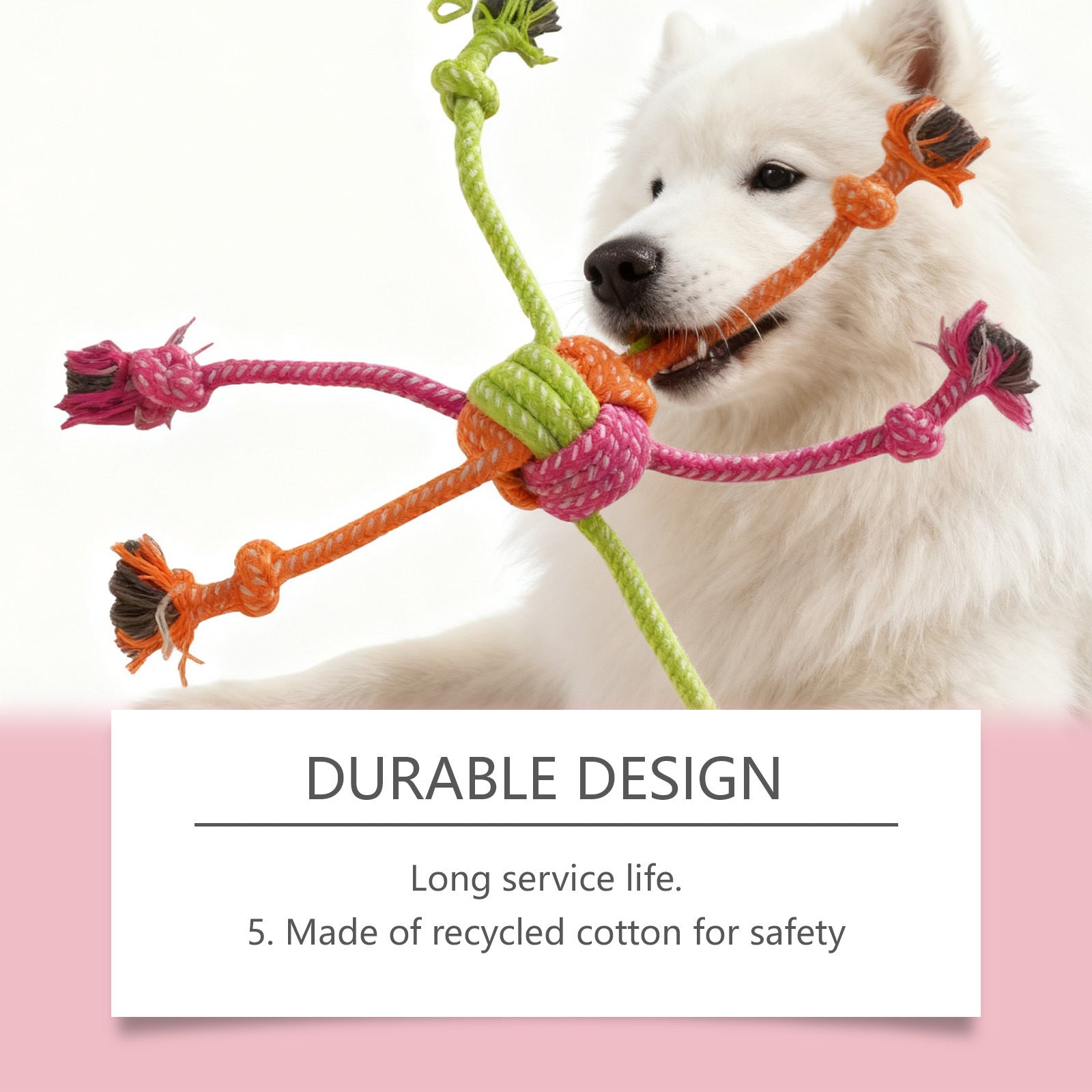 HKM-0074941 Interactive Chew-Resistant Knotted Rope Toy for Dogs, Made from Recycled Cotton