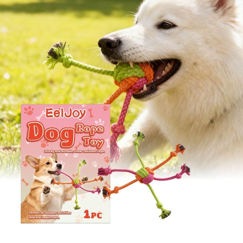 HKM-0074941 Interactive Chew-Resistant Knotted Rope Toy for Dogs, Made from Recycled Cotton