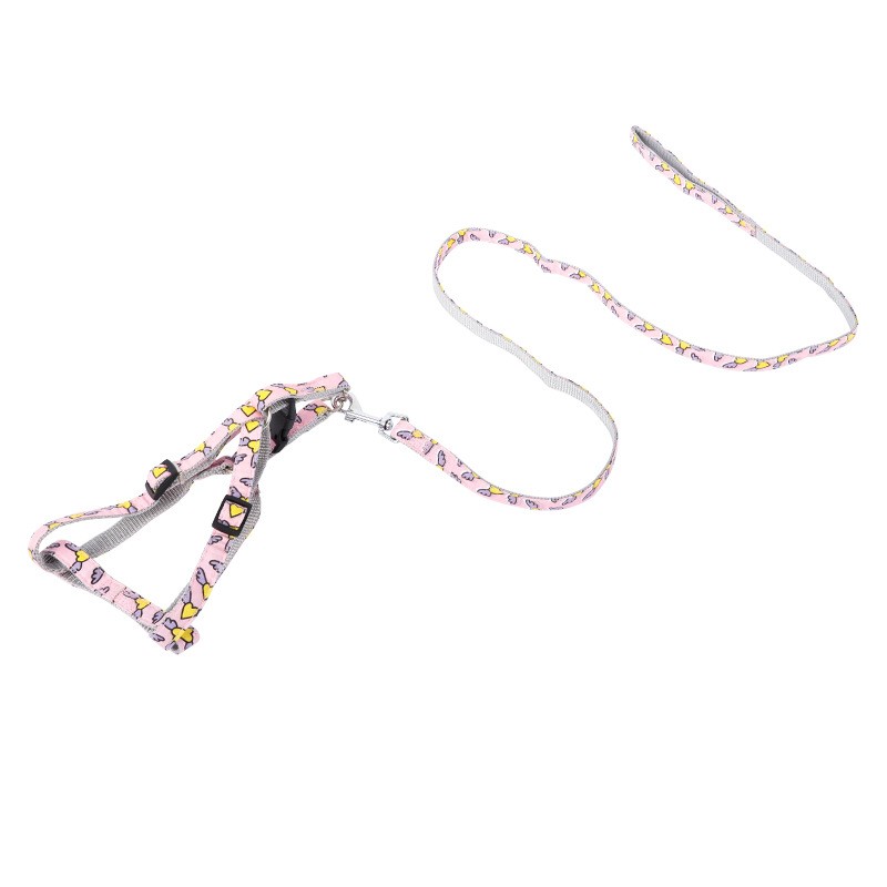HKM-0075581 Cartoon Love Design Nylon Dog Traction Rope with Chest Strap - Available in Multiple Colors