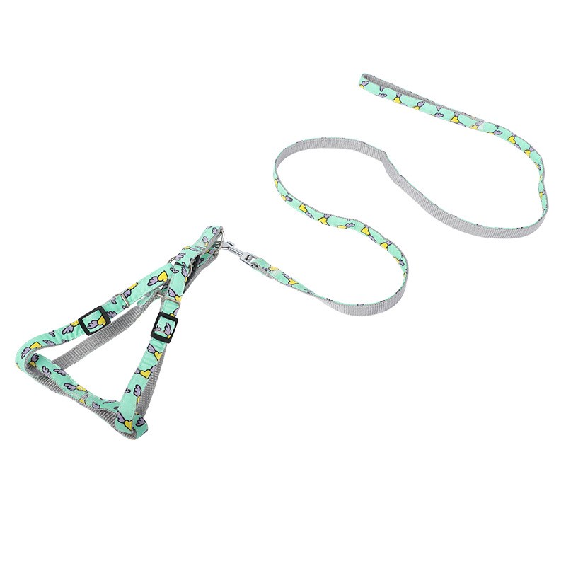 HKM-0075581 Cartoon Love Design Nylon Dog Traction Rope with Chest Strap - Available in Multiple Colors