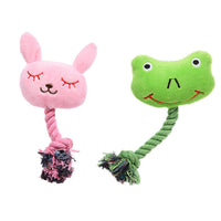 HKM-0075965 Plush Bite-Resistant Vocalization Toy for Pets - Pink Rabbit & Green Frog