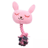 HKM-0075965 Plush Bite-Resistant Vocalization Toy for Pets - Pink Rabbit & Green Frog