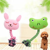 HKM-0075965 Plush Bite-Resistant Vocalization Toy for Pets - Pink Rabbit & Green Frog
