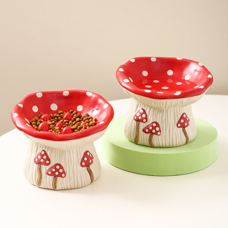 HKM-0076477 Creative Mushroom Pet Bowl for Cats and Dogs - Functional Food and Water Basin