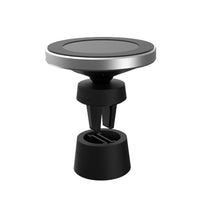 HKM-007763 Magnetic Wireless Car Charger & Phone Bracket with Vent Clip - Qi Standard, Black Aluminum Alloy + ABS