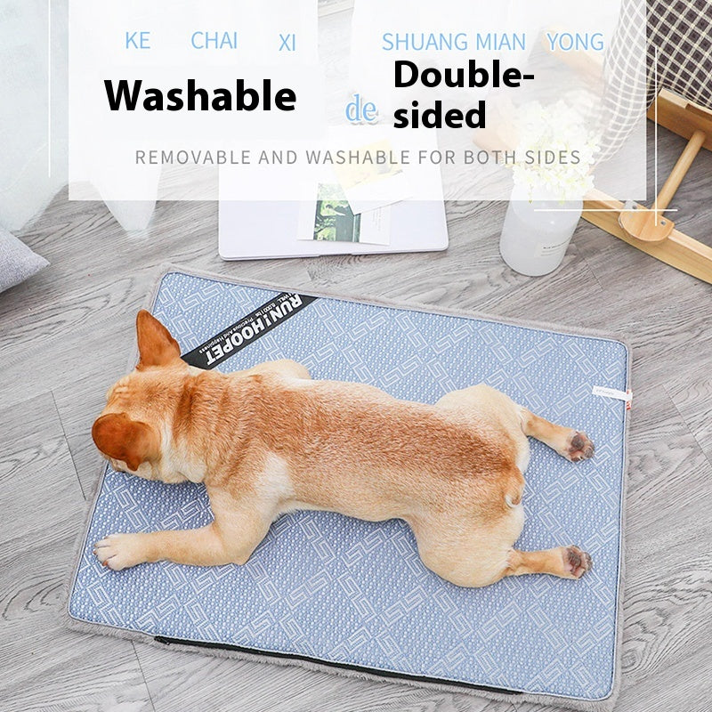 HKM-0078141 Cooling Rattan Dog Mat with Velvet Side – XL Size for Pets 40-50 kg