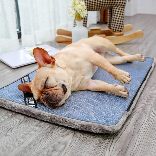 HKM-0078141 Cooling Rattan Dog Mat with Velvet Side – XL Size for Pets 40-50 kg