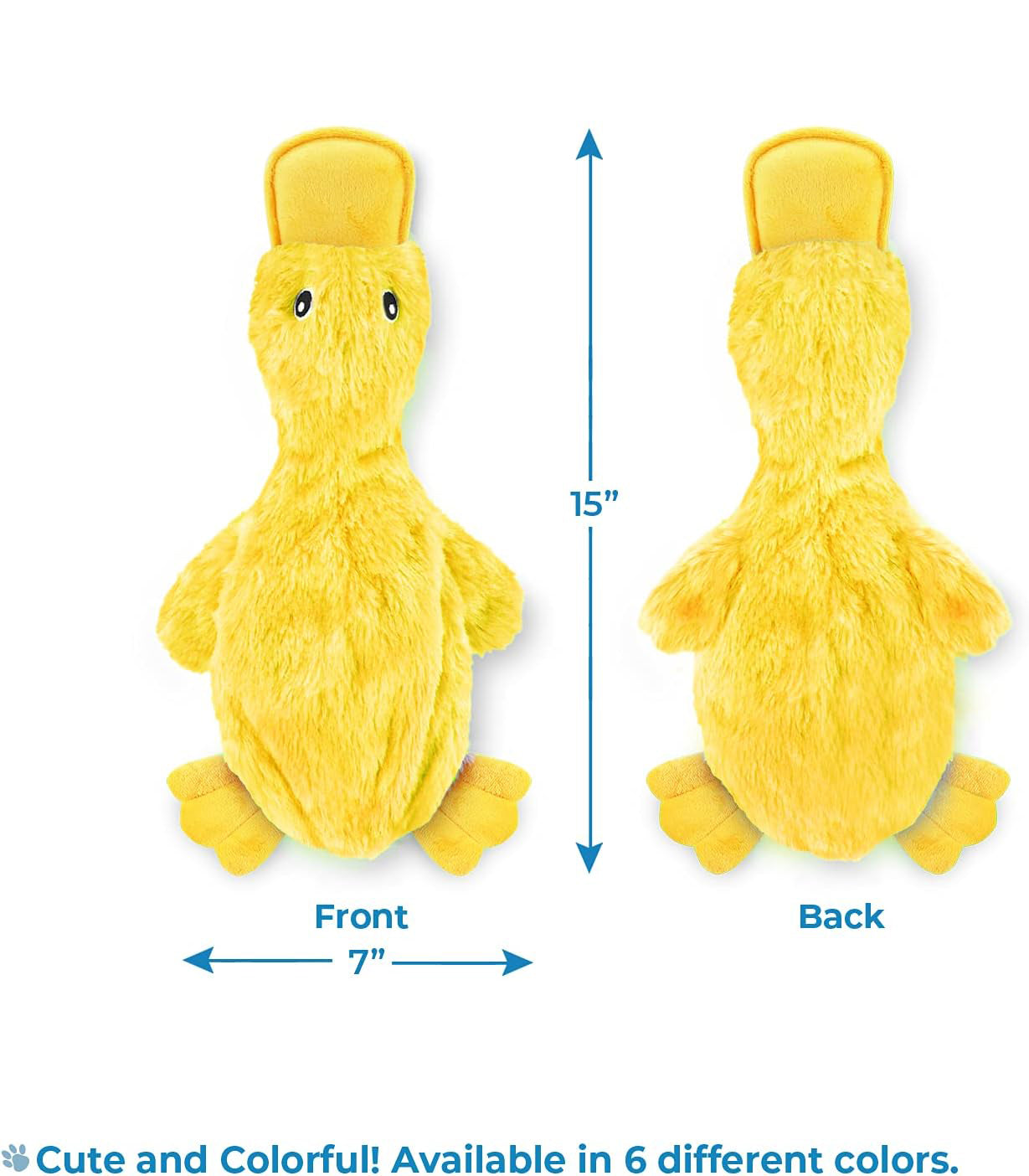 HKM-0079549 Squeaky Plush Duck Dog Toy for All Breeds - No Stuffing, Soft, Fun for Indoor Play
