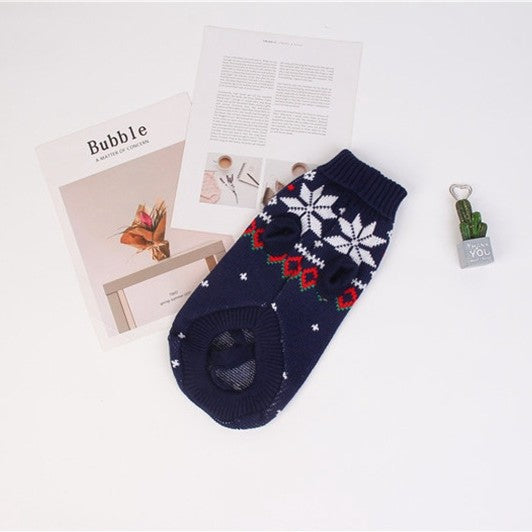 HKM-0080061 Navy Blue Snowflake Holiday Pet Clothing - Various Sizes Available