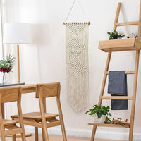 HKM-008019 Beige Hand-Woven Cotton Tapestry - Nordic Style Wall Hanging for Home Decor