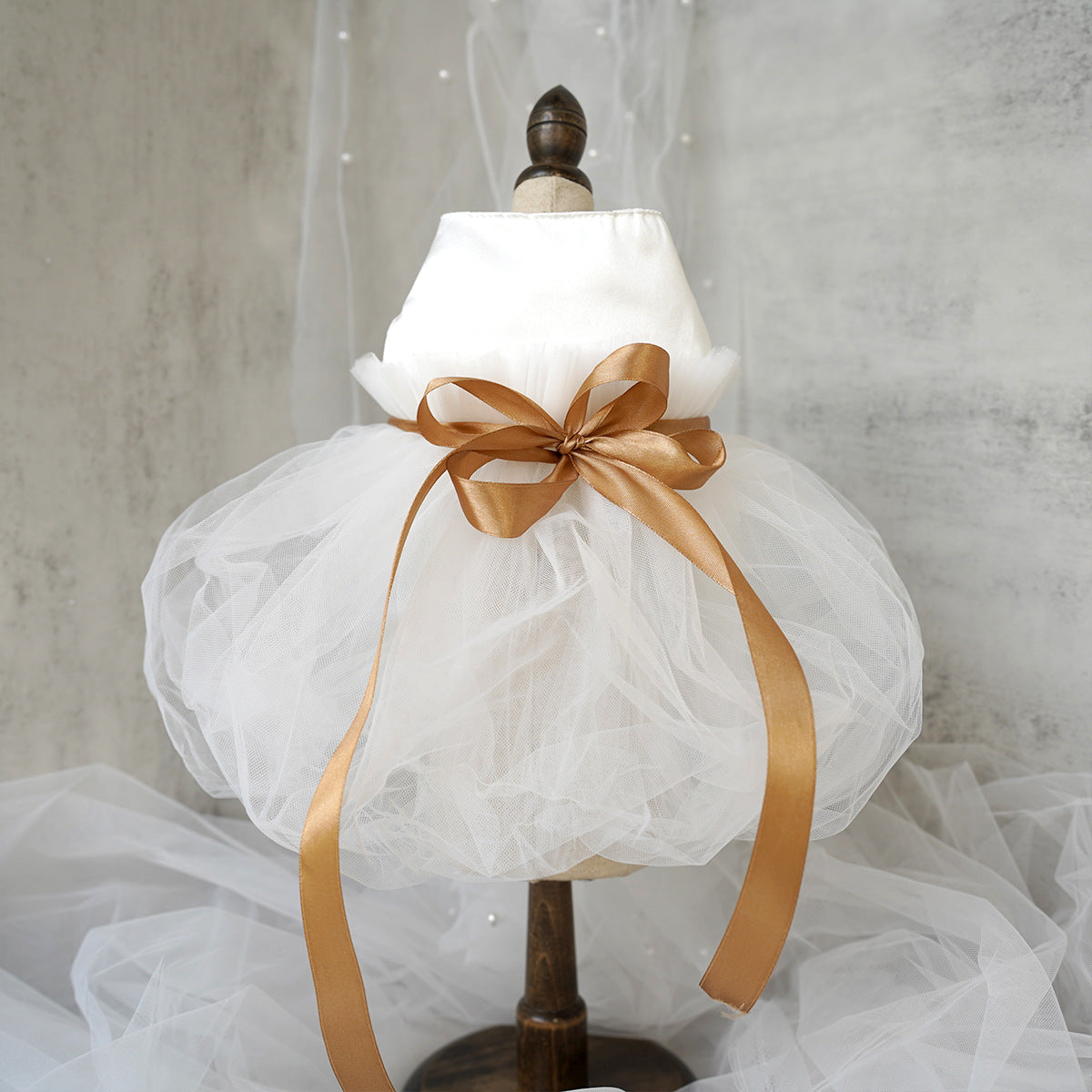 HKM-0080445 Elegant Ribbon Wedding Dress for Cats and Dogs - Various Sizes Available