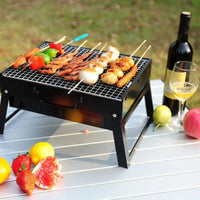 HKM-008211 Portable Charcoal BBQ Grill, Folding Outdoor Smoker for Camping, Picnics, and Beach Use, Steel Construction