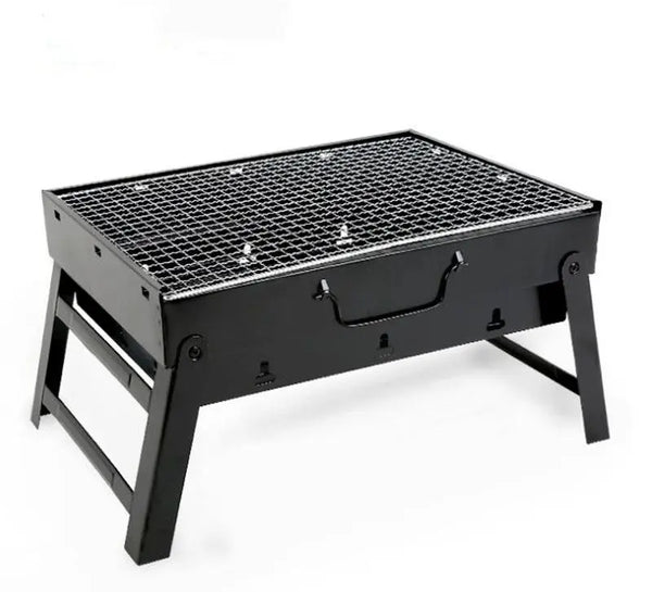 HKM-008211 Portable Charcoal BBQ Grill, Folding Outdoor Smoker for Camping, Picnics, and Beach Use, Steel Construction