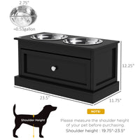 HKM-0082237 Large Elevated Dog Bowls with Storage Drawer for Large Dogs - Stainless Steel Bowls, Easy to Clean, Modern Design